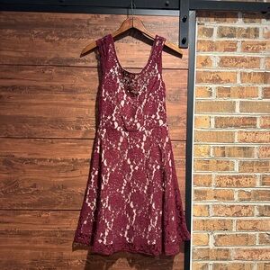 Burgundy lace dress size small